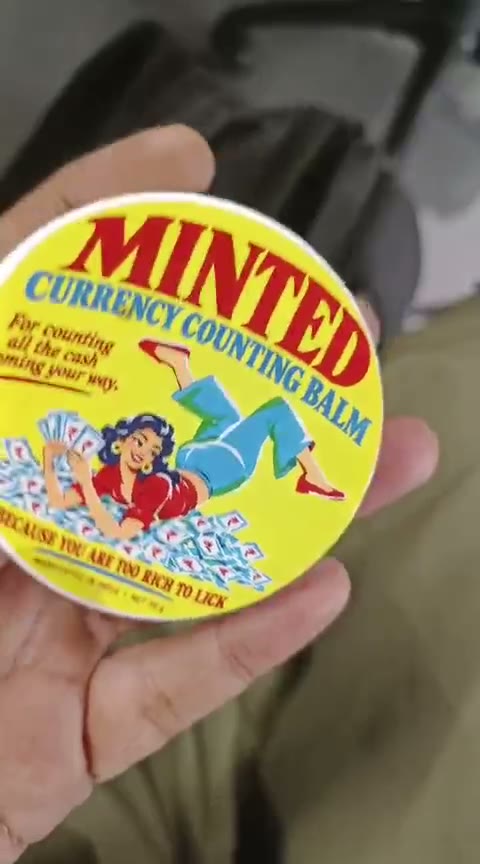 Minted Currency Counting Balm tin